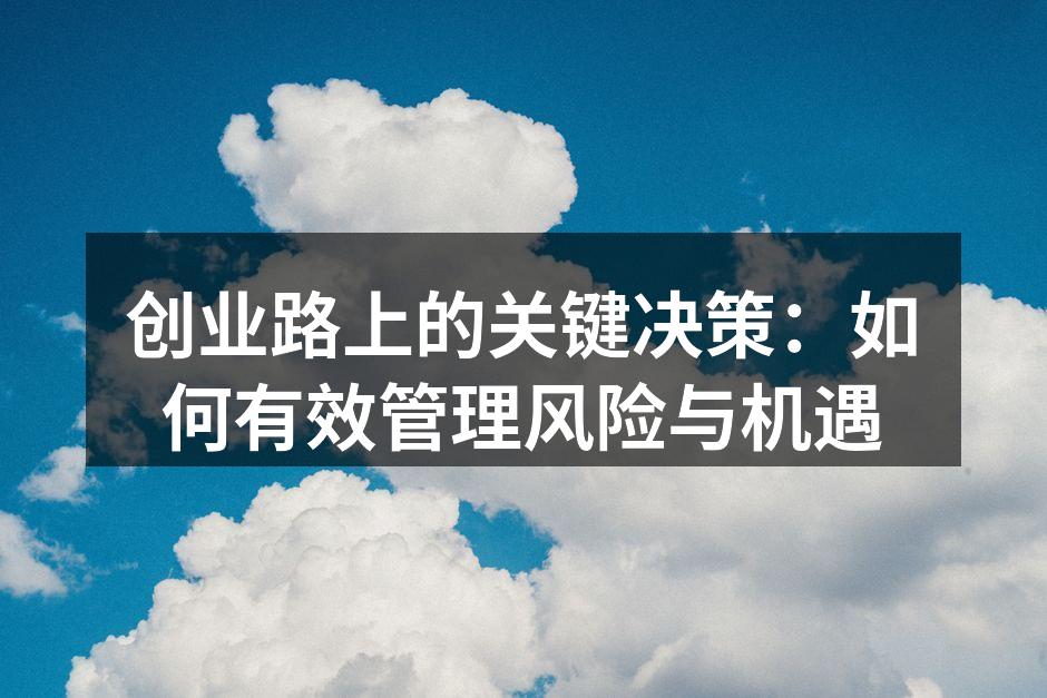创业路上的关键决策：如何有效管理风险与机遇